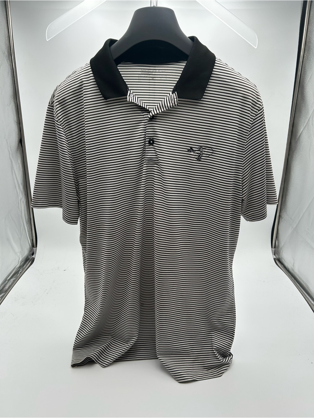 Men's Black & White Striped Polo Shirt
